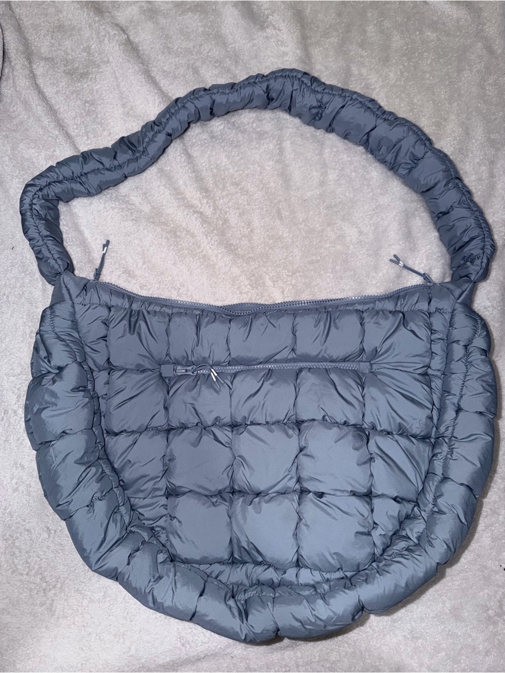 Fabletics Quilted Puffer Shoulder Bag in Slate Gray